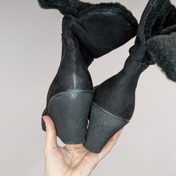 Expressions Marco Faux Fur Turned Down Cuff Boots Black Size 8 - Picture 4 of 6